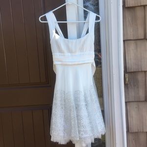 White and Silver Glitter Embroided Formal Dress